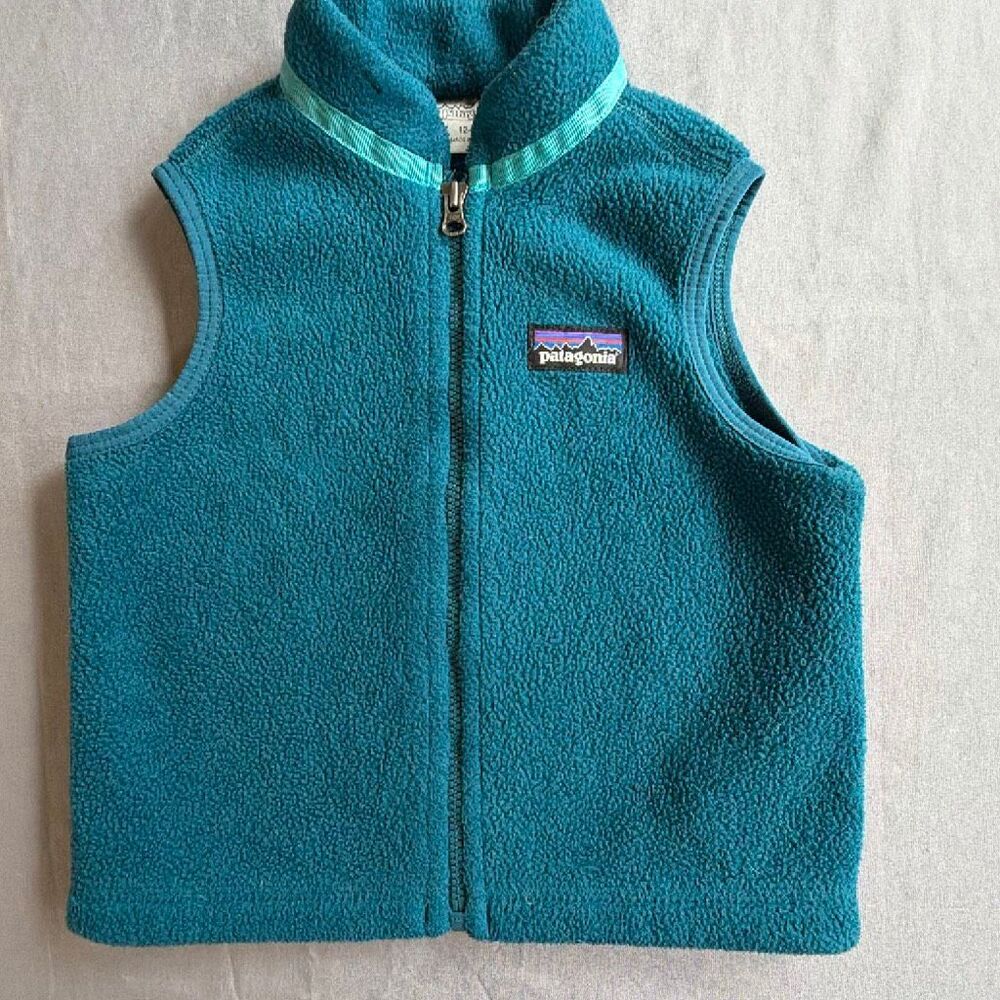 Patagonia Synchilla Fleece Vest 12-18 mo Teal Full Zip